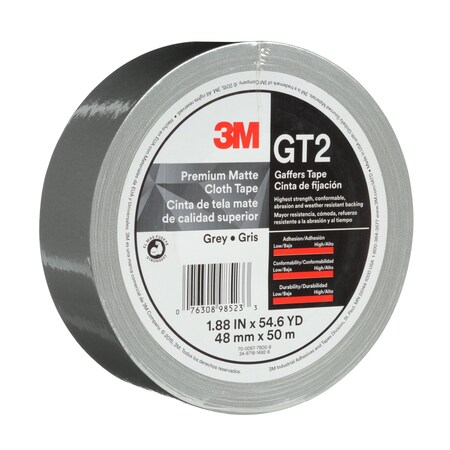 3M Premium Matte Cloth (Gaffers) Tape Gt2, Grey, 48 Mm X 50 M, 11 Mil 7010375518